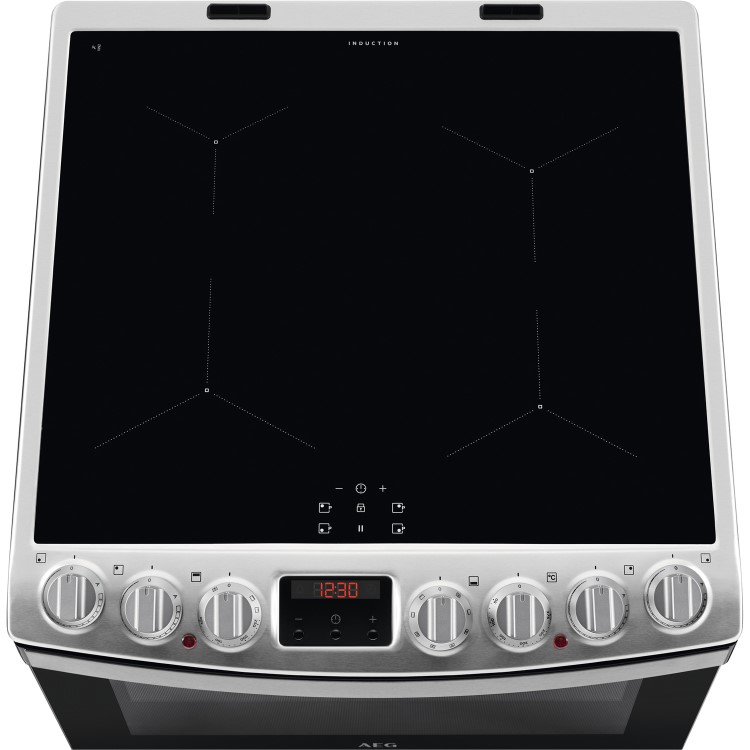 Refurbished AEG CIB6740ACM 60cm Electric Multifunction Double Oven Cooker with Induction Hob Stainless Steel