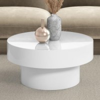 Small Round White Gloss Coffee Table - Cici