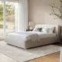ONLY OPENED - Beige Boucle King Size Side-Lift Ottoman Bed with Cushioned Headboard - Ciara