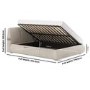 Beige Boucle King Size Side-Lift Ottoman Bed with Cushioned Headboard - Ciara