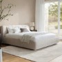 Beige Boucle Super King Side-Lift Ottoman Bed with Cushioned Headboard - Ciara