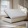 Cream Jacquard Fabric Double Side-Lift Ottoman Bed with Cushioned Headboard - Ciara