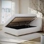 Cream Jacquard Fabric Double Side-Lift Ottoman Bed with Cushioned Headboard - Ciara