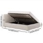 Cream Jacquard Fabric Double Side-Lift Ottoman Bed with Cushioned Headboard - Ciara
