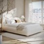 Cream Jacquard Fabric King Side-Lift Ottoman Bed with Cushioned Headboard - Ciara