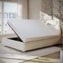 Cream Jacquard Fabric King Side-Lift Ottoman Bed with Cushioned Headboard - Ciara