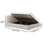 Cream Jacquard Fabric King Side-Lift Ottoman Bed with Cushioned Headboard - Ciara