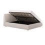 Cream Jacquard Fabric King Side-Lift Ottoman Bed with Cushioned Headboard - Ciara