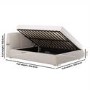 Cream Jacquard Fabric Super King Side-Lift Ottoman Bed with Cushioned Headboard - Ciara