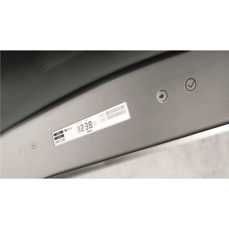 Elica CIRCUS-HE-90 High Performance Curved Glass 90cm Chimney Cooker Hood Stainless Steel