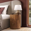 CKA001 Mango Wood Round 2 Drawer Bedside Table - Chakra