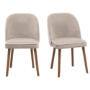 Set of 2 Beige Upholstered Dining Chairs - Claudia