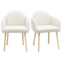 Set of 2 Beige Boucle Carver Dining Chairs - Claudia