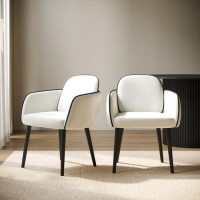 Set of 2 Cream Upholstered Carver Dining Chairs - Claudia Set of 2 Cream Upholstered Carver Dining Chairs - Claudia