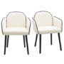 Set of 2 Cream Upholstered Carver Dining Chairs - Claudia