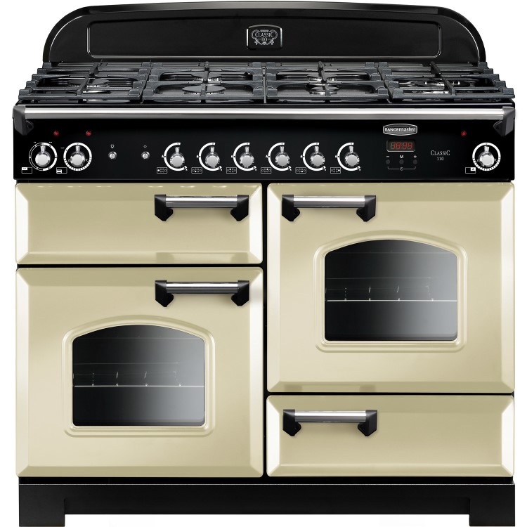 Rangemaster CLA110DFFCRC Classic 110cm Dual Fuel Range Cooker  - Cream & Chrome