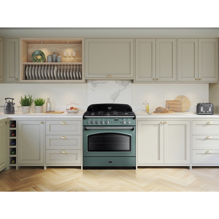 Rangemaster Classic 90cm Dual Fuel Range Cooker - Mineral Green & Chrome
