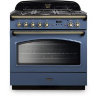 Rangemaster Classic 90cm Dual Fuel Range Cooker - Stone Blue & Brass