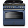 Rangemaster Classic 90cm Dual Fuel Range Cooker - Stone Blue & Brass