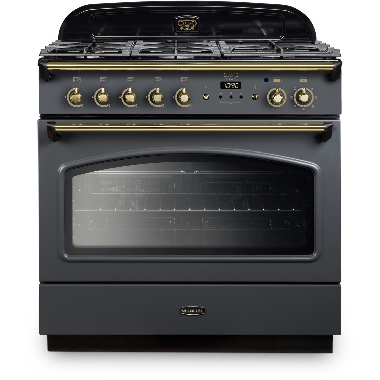 Rangemaster Classic 90cm Dual Fuel Range Cooker - Slate & Brass