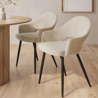 Set of 2 Beige Upholstered Dining Chairs - Colbie Set of 2 Beige Upholstered Dining Chairs - Colbie