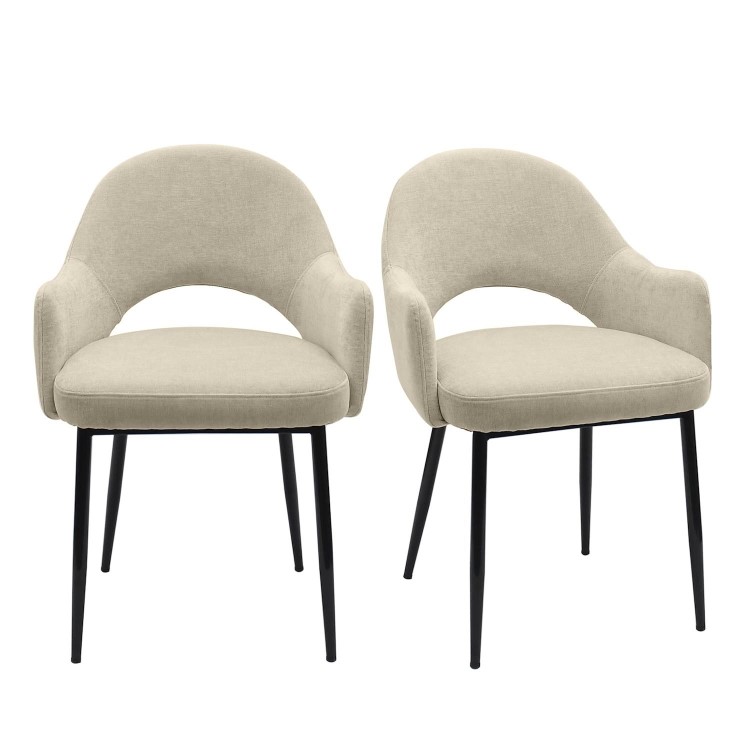 Set of 2 Beige Upholstered Dining Chairs - Colbie