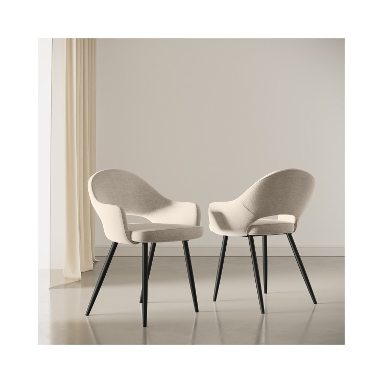 Set of 2 Beige Fabric Dining Chairs - Colbie