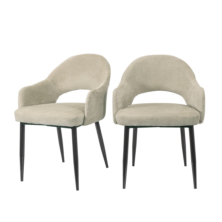 Set of 2 Beige Fabric Dining Chairs - Colbie