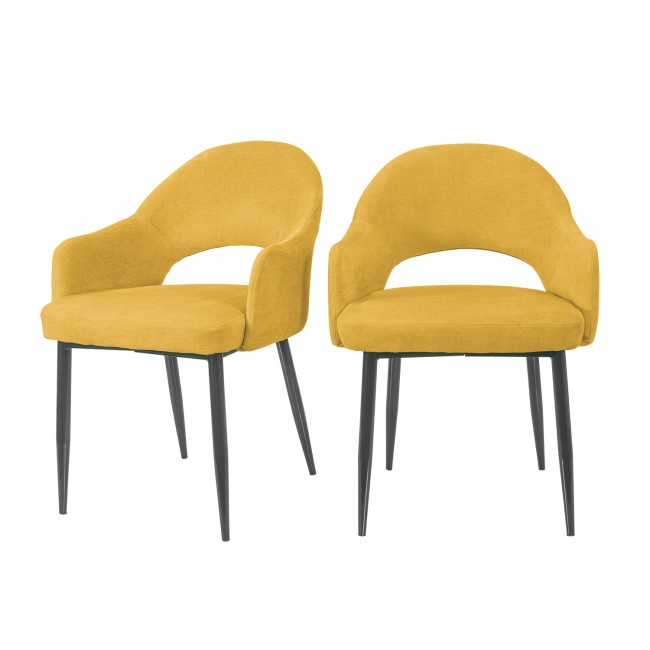 Set of 2 Mustard Yellow Fabric Dining Chairs - Colbie