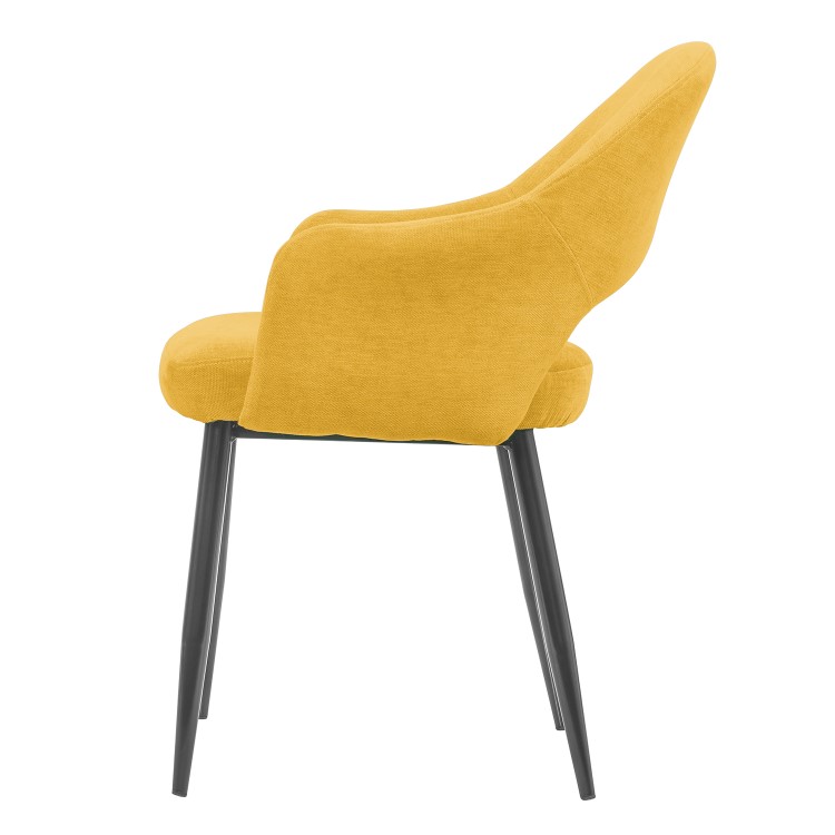 Set of 2 Mustard Yellow Fabric Dining Chairs - Colbie