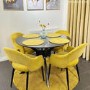 Set of 2 Mustard Yellow Fabric Dining Chairs - Colbie