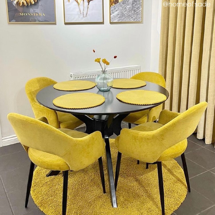 Set of 2 Mustard Yellow Fabric Dining Chairs - Colbie