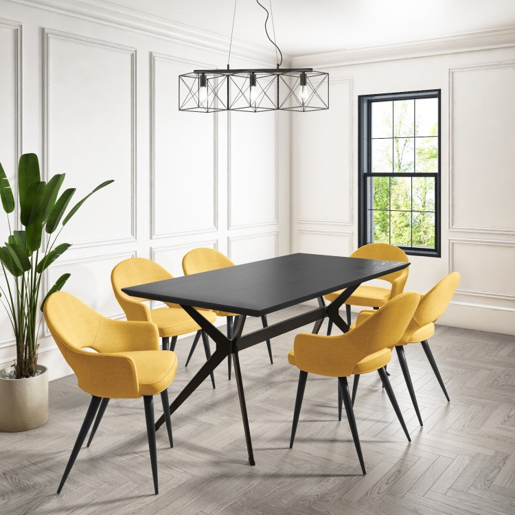 Set of 2 Mustard Yellow Fabric Dining Chairs - Colbie