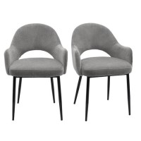 Set of 2 Grey Upholstered Dining Chairs - Colbie