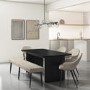 Large Beige Chenille Upholstered Dining Bench - Seats 3 - Colbie