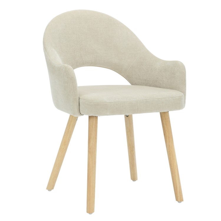 Set of 2 Beige Fabric Dining Chairs with Oak Legs - Colbie