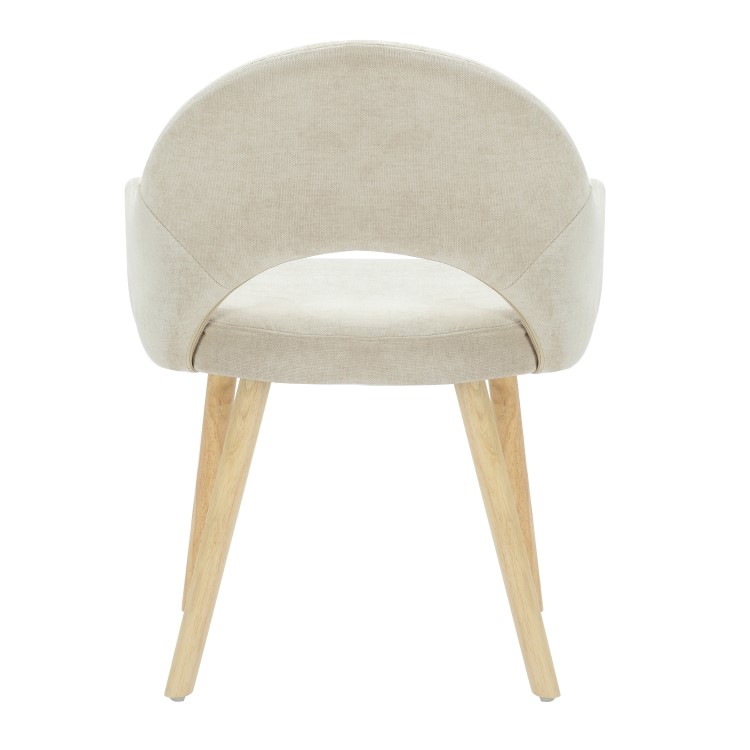 Set of 2 Beige Fabric Dining Chairs with Oak Legs - Colbie