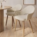 CLB015A Set of 2 Beige Upholstered Dining Chairs with Oak Legs - Colbie