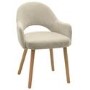 Set of 2 Beige Fabric Dining Chairs with Oak Legs - Colbie