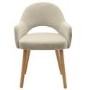 Set of 4 Beige Upholstered Dining Chairs with Oak Legs - Colbie