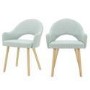 Set of 2 Blue Herringbone Fabric Dining Chairs with Oak Legs - Colbie