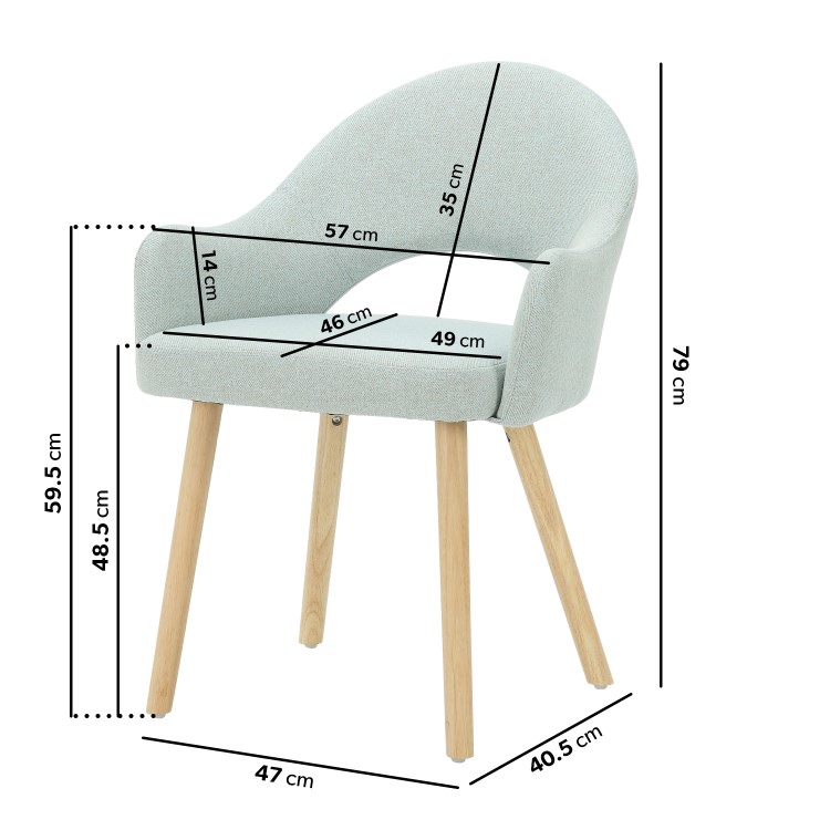 Set of 2 Blue Herringbone Fabric Dining Chairs with Oak Legs - Colbie