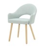 Set of 2 Blue Herringbone Fabric Dining Chairs with Oak Legs - Colbie