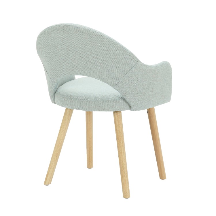 Set of 2 Blue Herringbone Fabric Dining Chairs with Oak Legs - Colbie
