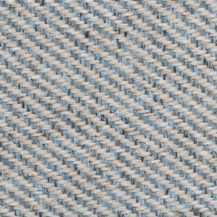 Set of 2 Blue Herringbone Fabric Dining Chairs with Oak Legs - Colbie
