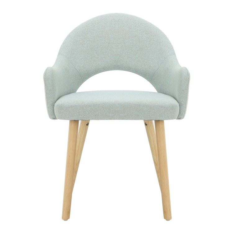 Set of 2 Blue Herringbone Fabric Dining Chairs with Oak Legs - Colbie