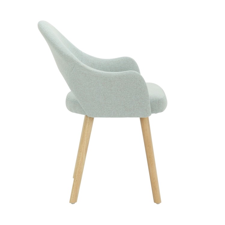 Set of 2 Blue Herringbone Fabric Dining Chairs with Oak Legs - Colbie