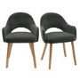 Set of 2 Green Upholstered Dining Chairs with Oak Legs - Colbie