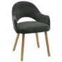 Set of 2 Green Upholstered Dining Chairs with Oak Legs - Colbie
