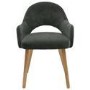 Set of 2 Green Upholstered Dining Chairs with Oak Legs - Colbie